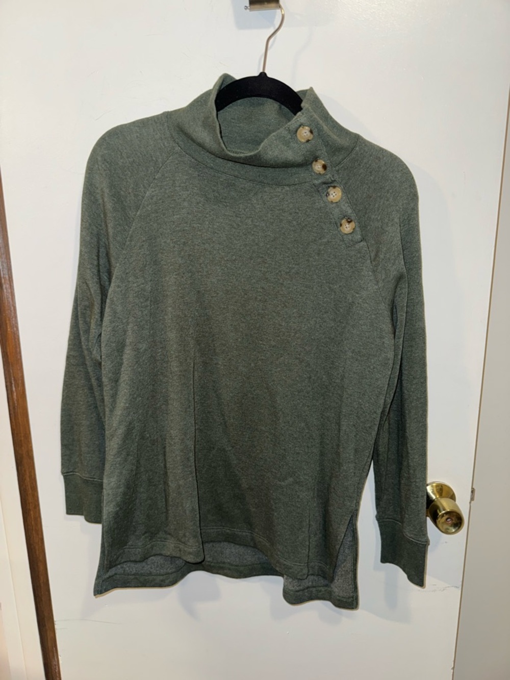J.Crew Green Wide Button-Collar Tunic Sweatshirt Size Small